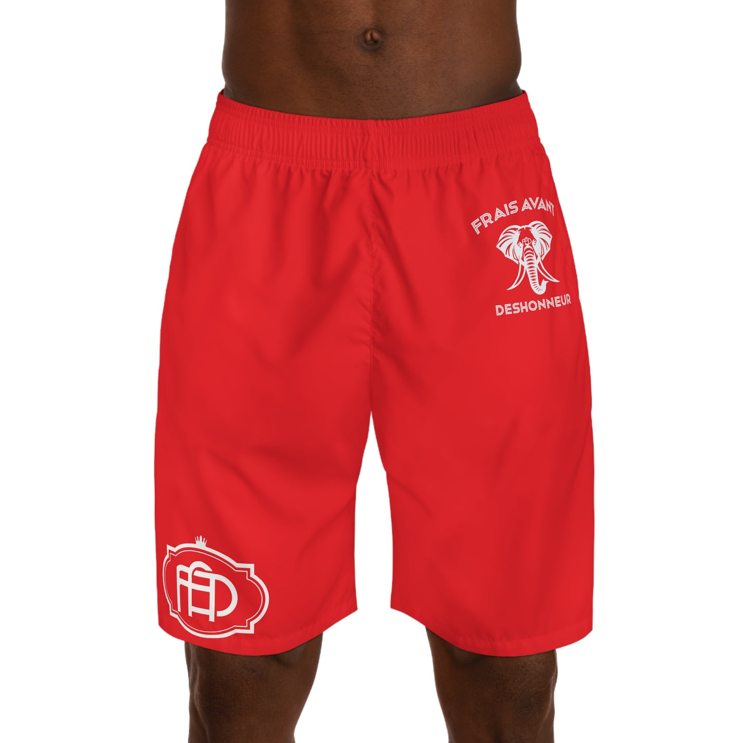 Red FAD men’s jogger shorts