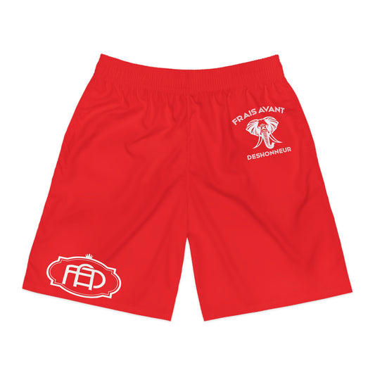Red FAD men’s jogger shorts