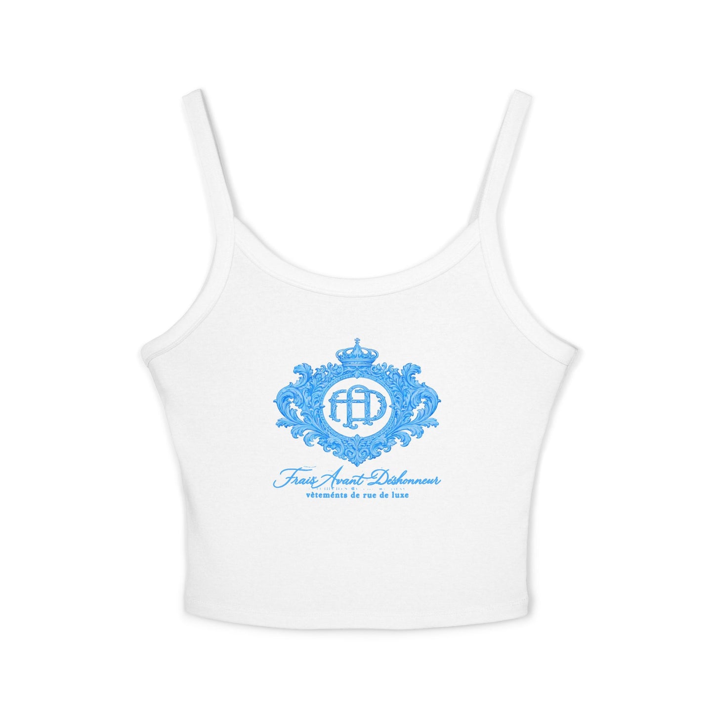 Frais Avant Deshonneur Women's Spaghetti Strap Tank Top (white& Carolina Blue)