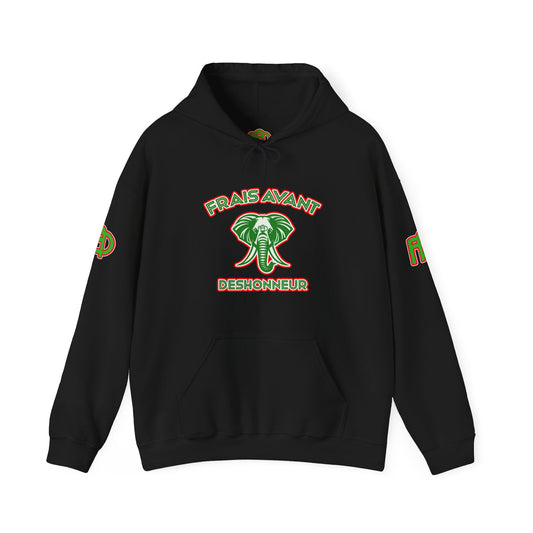 Frais Avant Déshonneur “Heavyweight” hoodie (Black,Red, and Green)