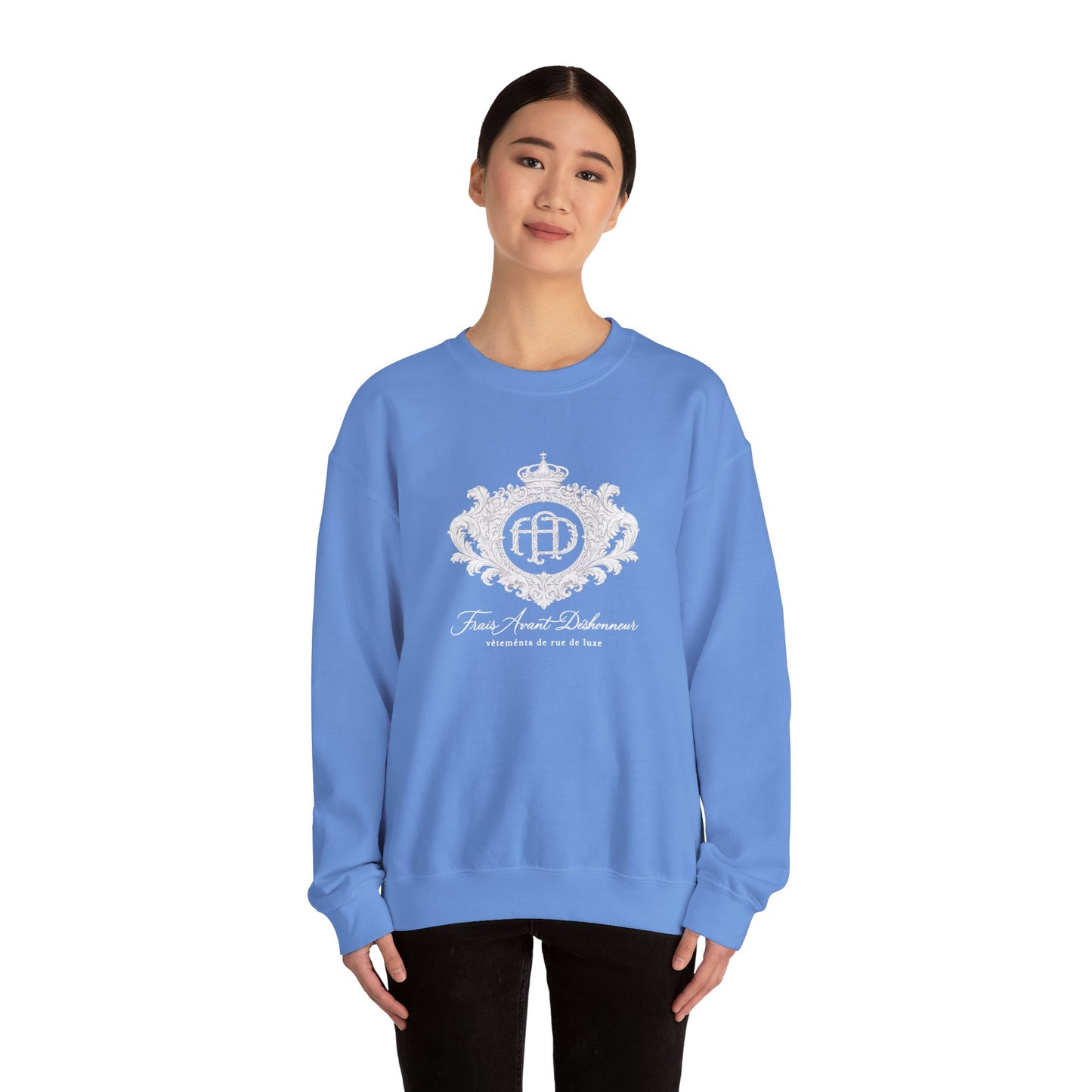 “Frais Avant Déshonneur”White FAD Crest Crewneck Sweatshirt
