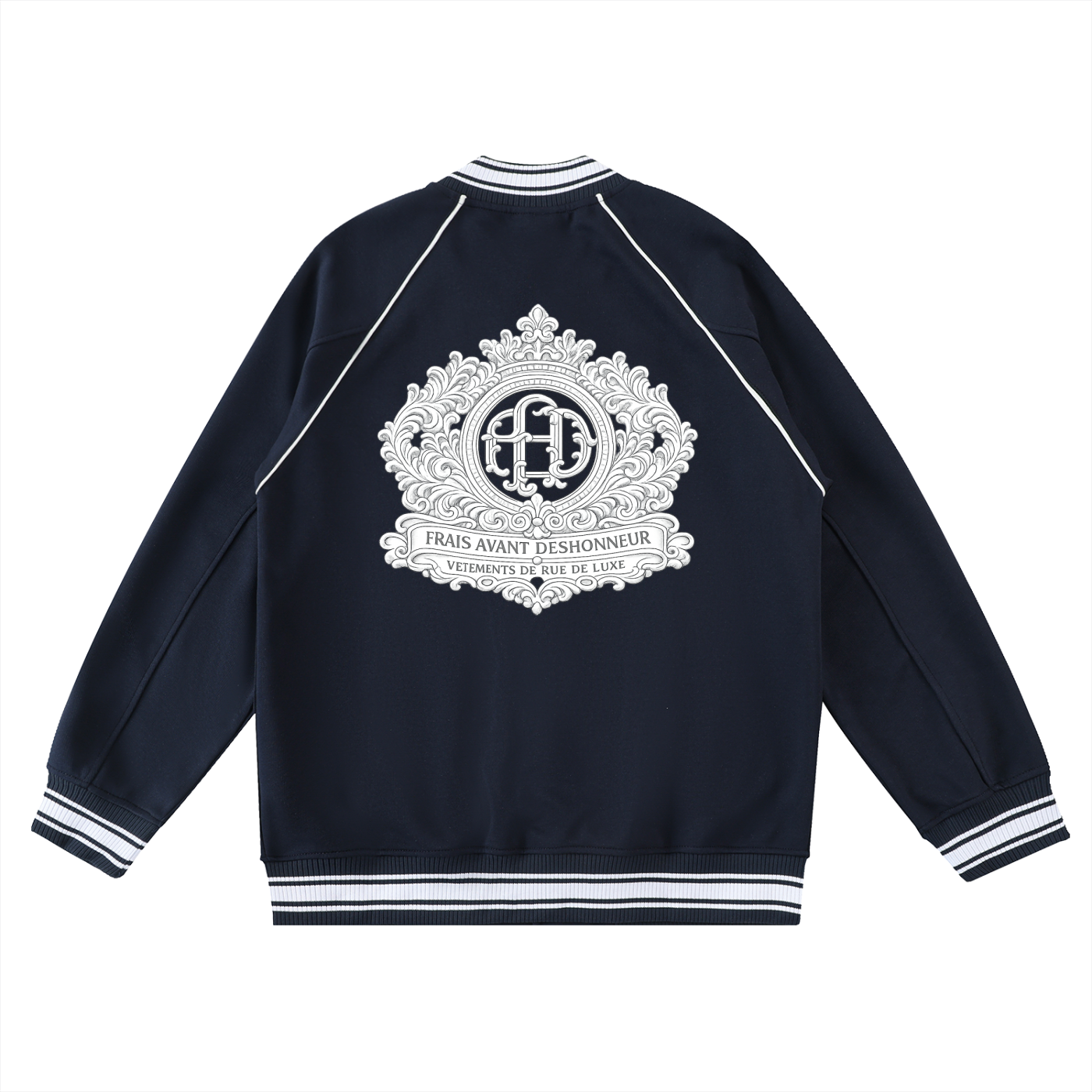 Contrast Trim Raglan Varsity Jacket
