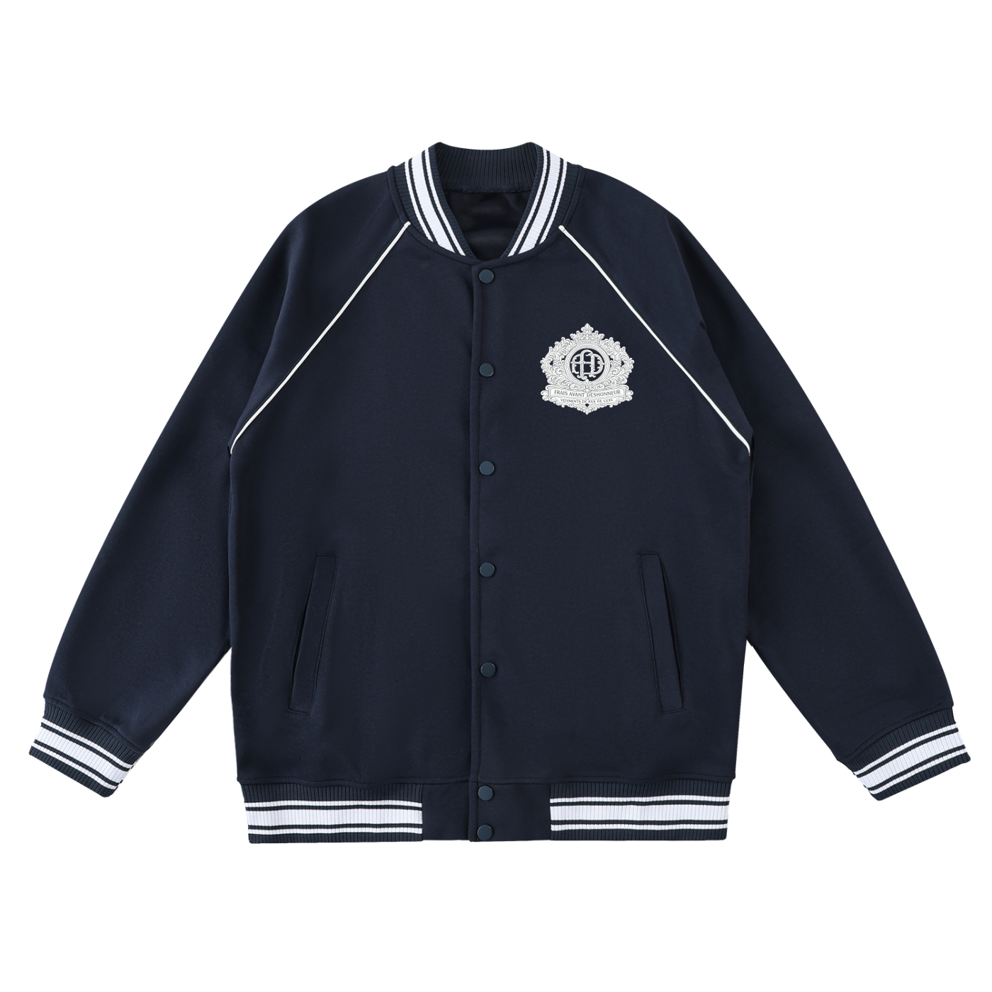 Contrast Trim Raglan Varsity Jacket