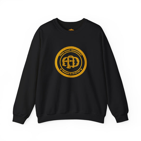 Gold Elephant Emblem Unisex Crewneck Sweatshirt, Cozy Gift, Casual Wear, Animal Lover Gift, Unique Fashion