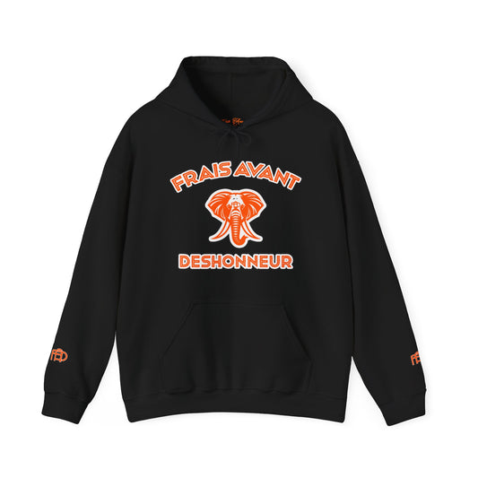 Black & Orange Frais Avant Déshonneur “Heavyweight” hoodie.