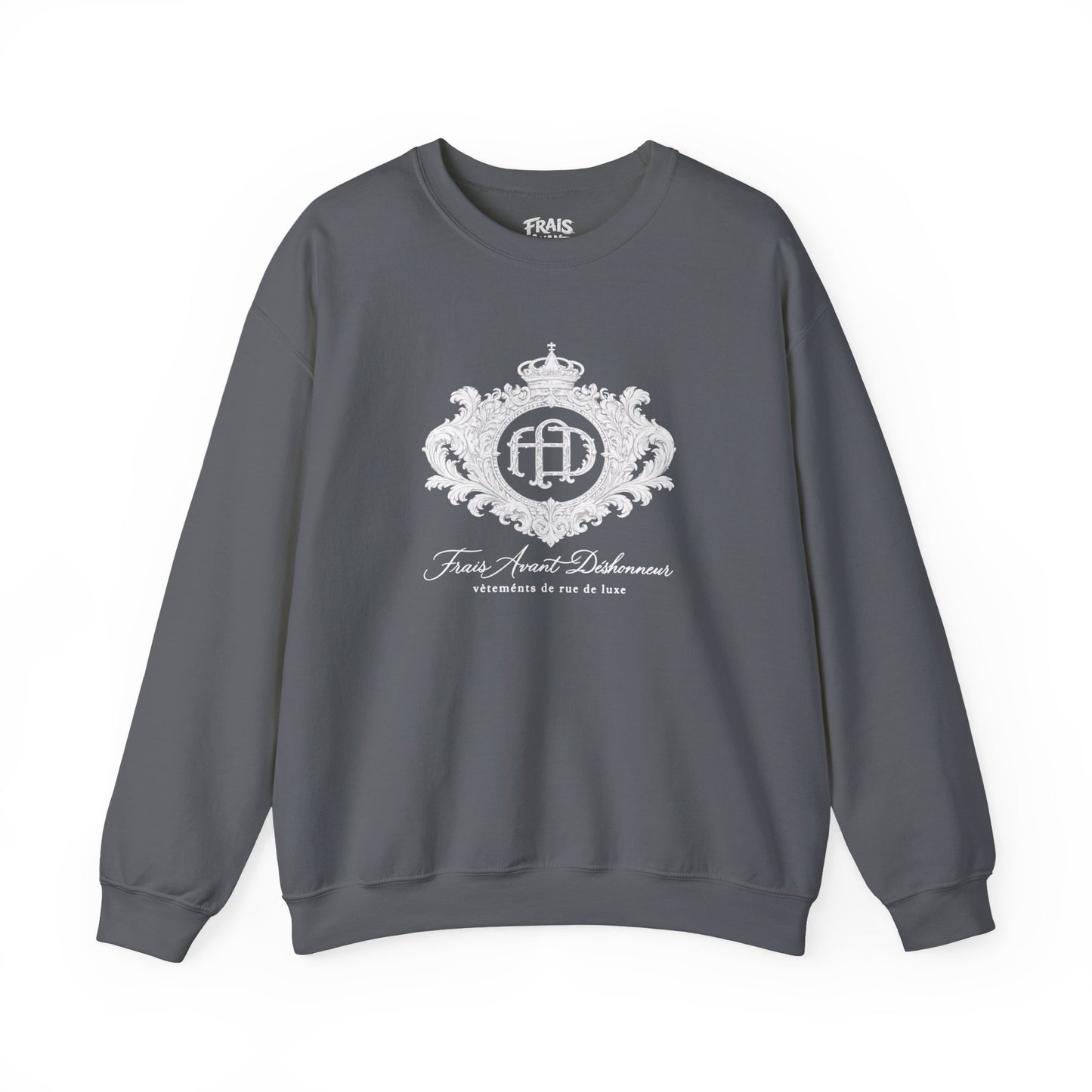 “Frais Avant Déshonneur”White FAD Crest Crewneck Sweatshirt
