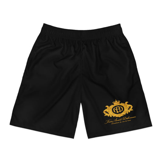 Frais Avant Déshonneur Men's Jogger Shorts with gold FAD Crest logo (Black)