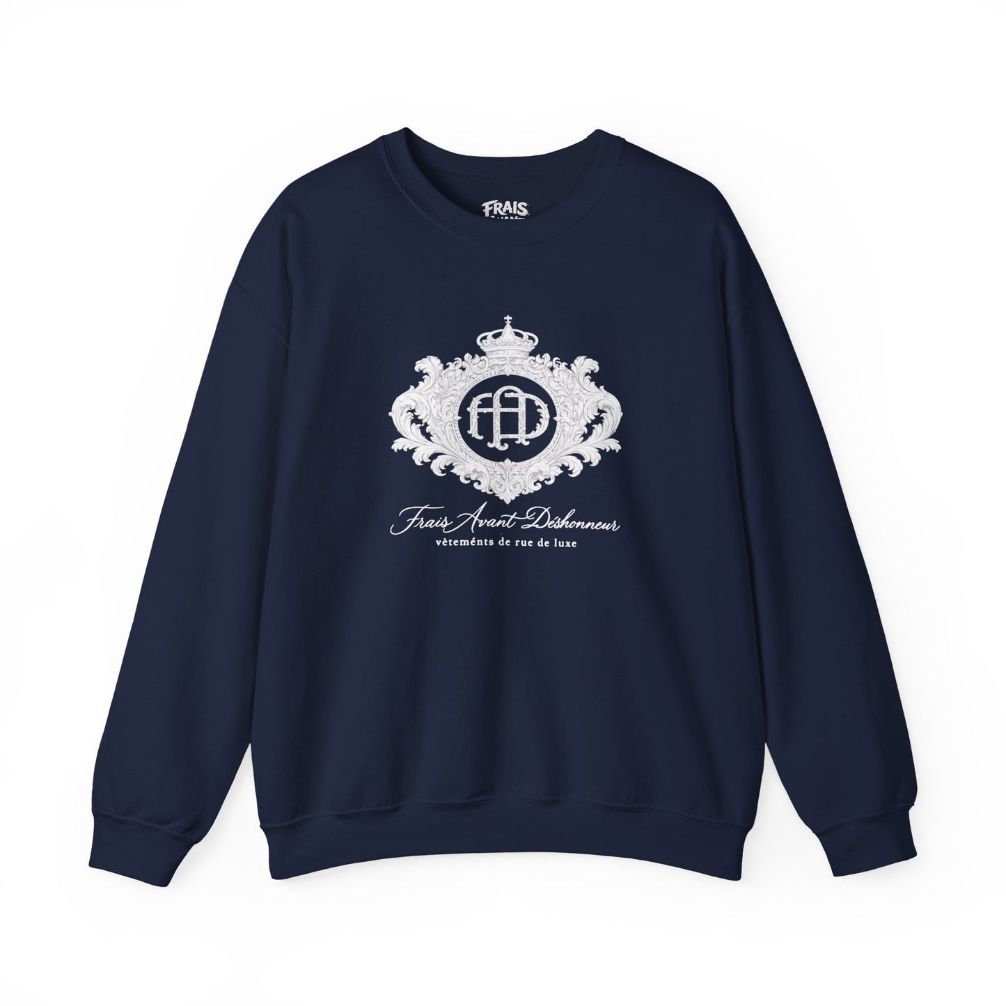 “Frais Avant Déshonneur”White FAD Crest Crewneck Sweatshirt