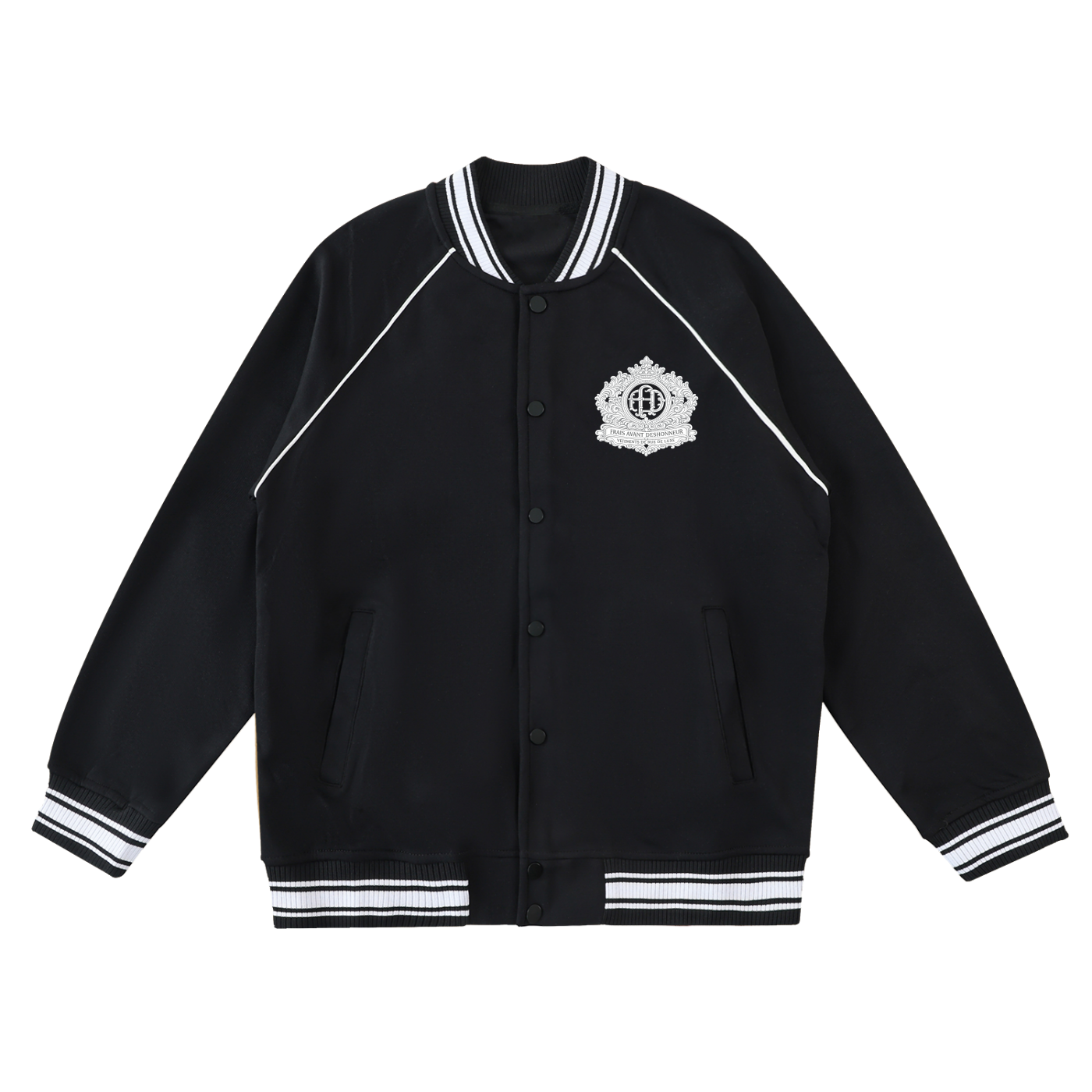 Contrast Trim Raglan Varsity Jacket