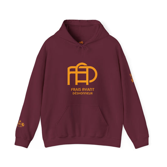 Maroon&Gold FAD mono logo hoodie