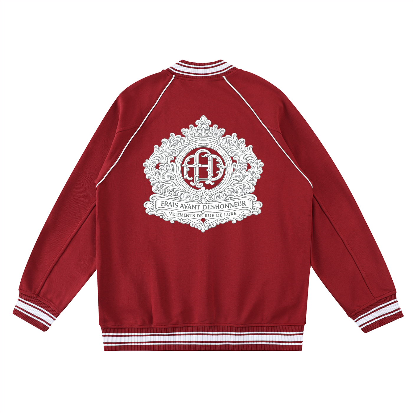 Contrast Trim Raglan Varsity Jacket