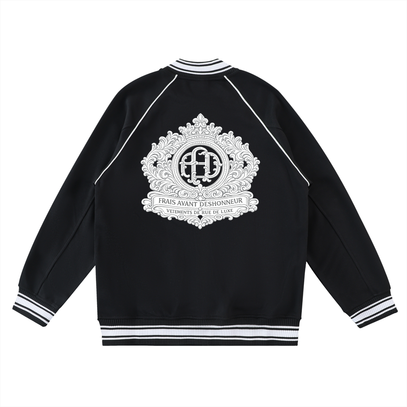 Contrast Trim Raglan Varsity Jacket